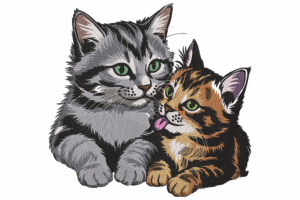 Two Cute Cats Embroidery Design