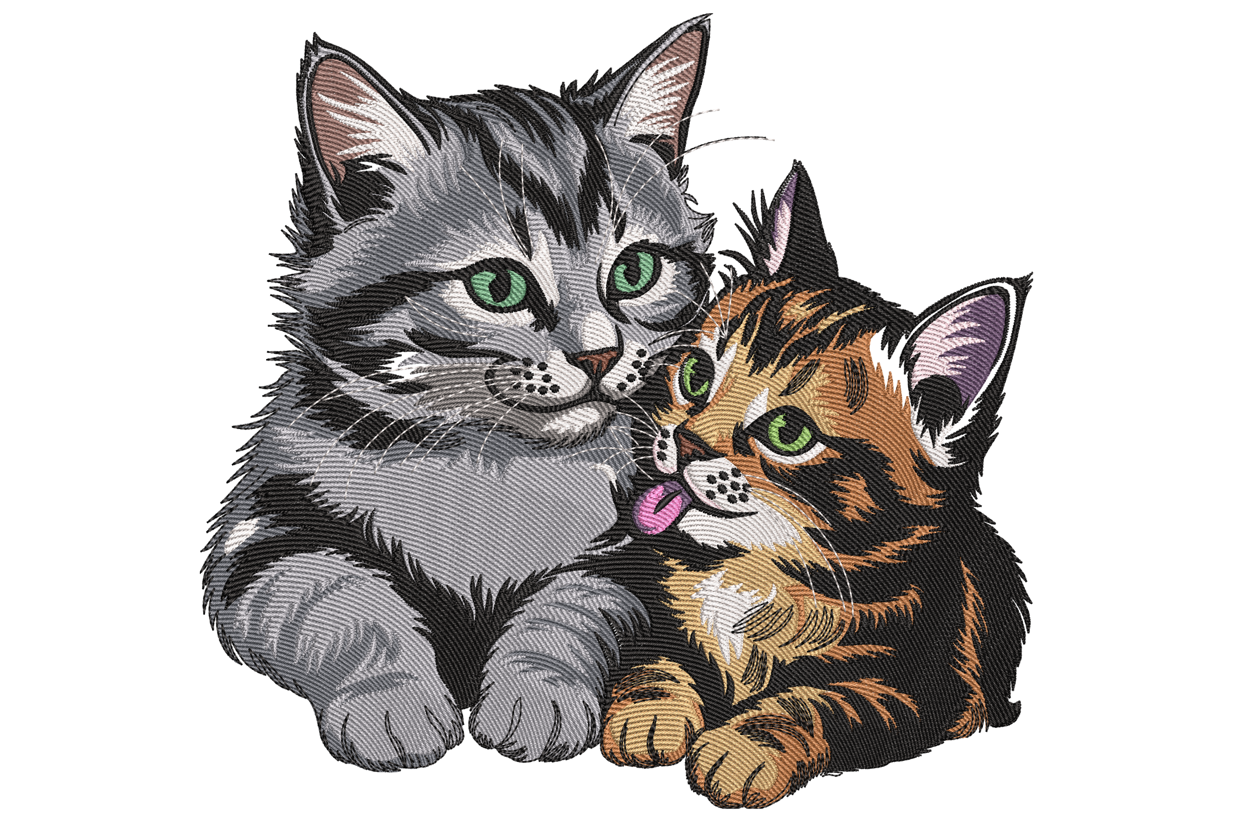 Two Cute Cats Embroidery Design