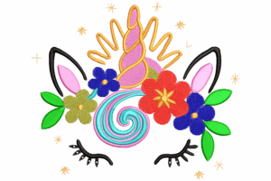 Unicorn Floral Crown Embroidery Design