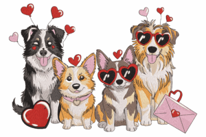 Valentine Dog Embroidery Design
