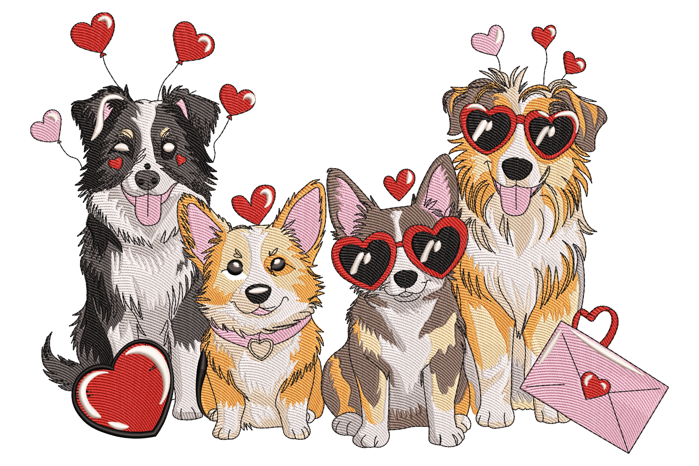 Free Valentine Dog Embroidery Design