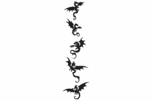 Vertical Black Dragon Silhouette Embroidery Design