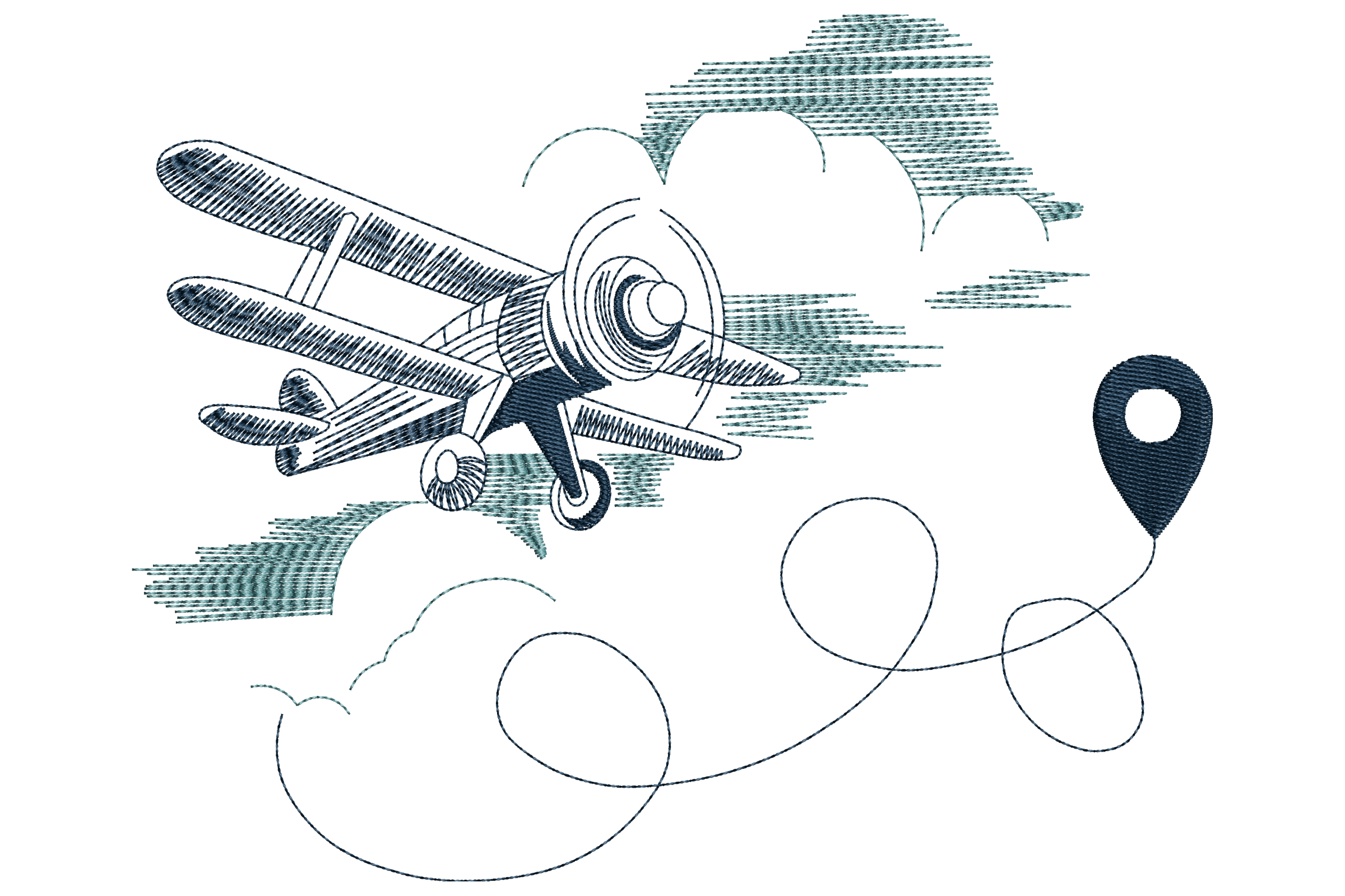 Vintage Airplane Embroidery Design