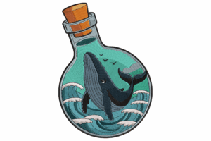 Whale in a Bottle Embroidery Design