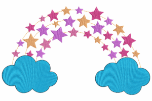 Whimsical Stars & Clouds Embroidery Design