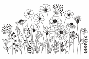 Wildflower Garden Outline Embroidery Design