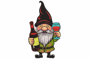 Wine Gnome Embroidery Design