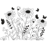 Outline Flowers Embroidery Design