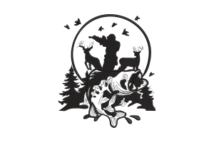 Hunting and Fishing Embroidery Design