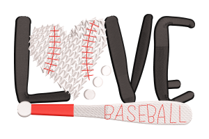 Love Baseball Embroidery Design