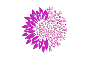 Pink Ribbon Sunflower Machine Embroidery Design