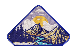 Free Scenic Mountain Stream Embroidery Design