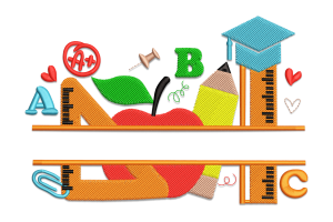 Back to School Supplies Machine Embroidery Design