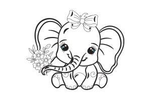 Free Adorable Elephant Bow Embroidery Design