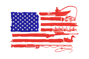 Patriotic Fishing Flag Embroidery Design