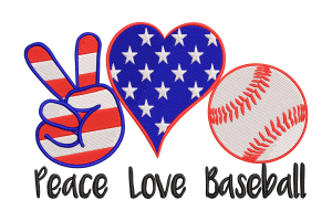 Peace Love Baseball Embroidery Design