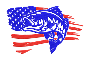 Patriotic Fishing Embroidery Design