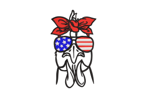 Patriotic Chicken Embroidery Design