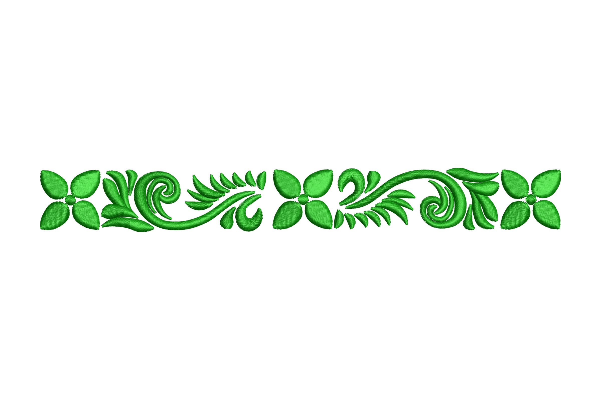 Elegant Green Floral Border Embroidery Design