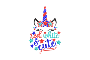 Red White & Cute Unicorn Embroidery Design