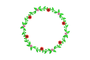 Floral Circle Wreath Embroidery Design