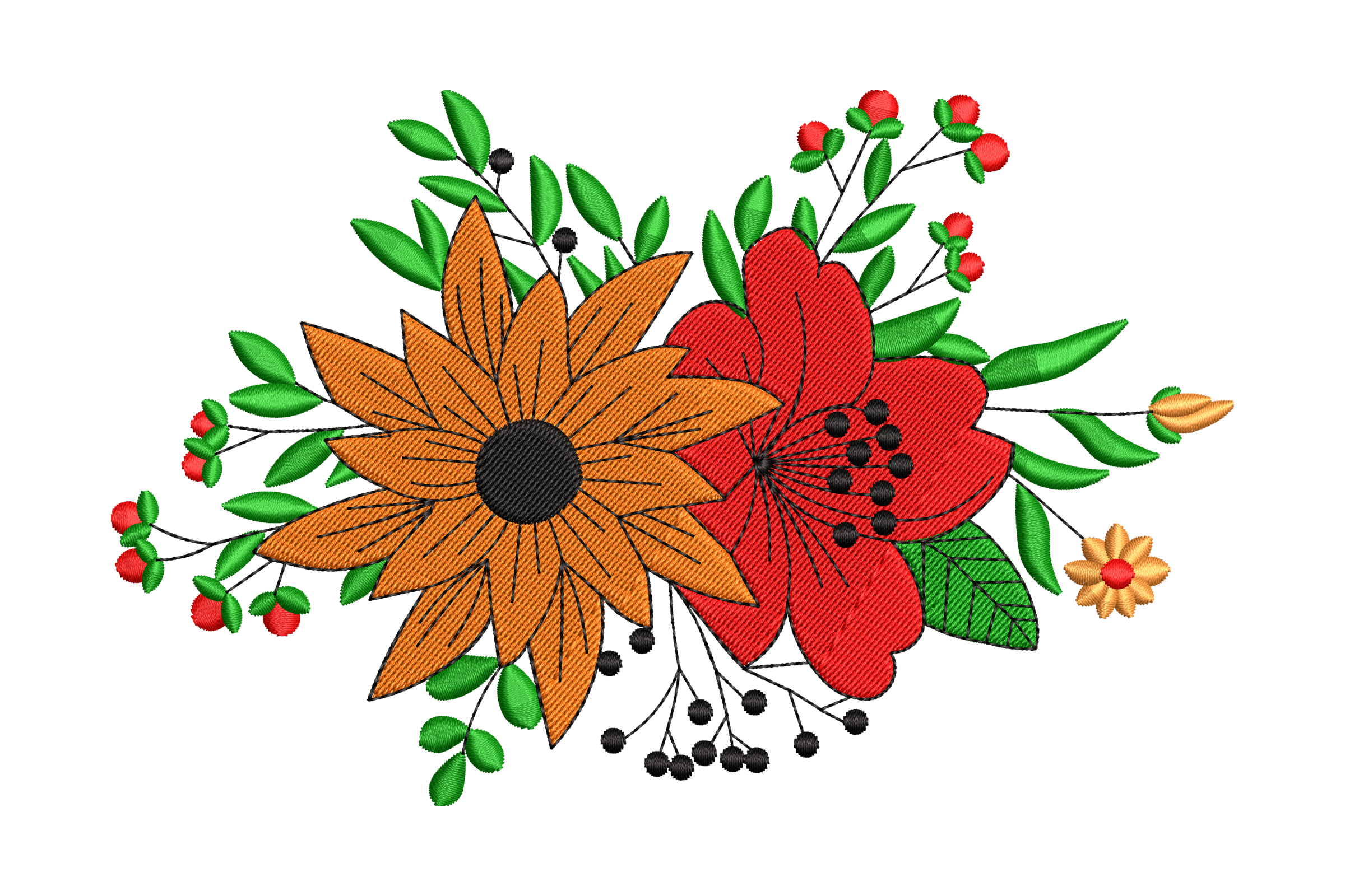 Floral Bouquet Embroidery Design
