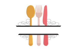 Elegant Cutlery Embroidery Design