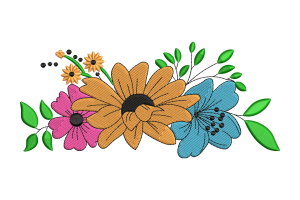 Vibrant Floral Bouquet Embroidery Design