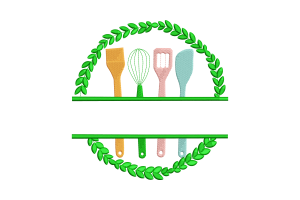 Free Leaf-Framed Kitchen Utensils Embroidery Design