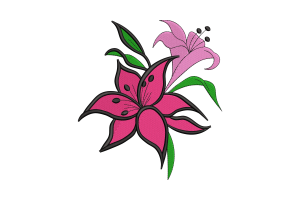 Pink Lily Floral Embroidery Design