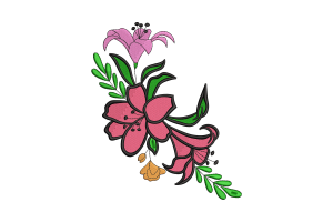 Floral with Lilies and Rose Embroidery Design