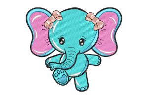 Blue Elephant Embroidery Design