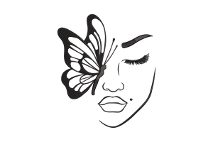 Artistic Butterfly Face Embroidery Design