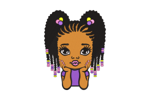 Girl with Beaded Hair Embroidery Design