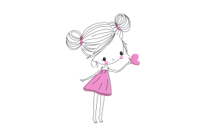 Girl with Heart Machine Embroidery Design