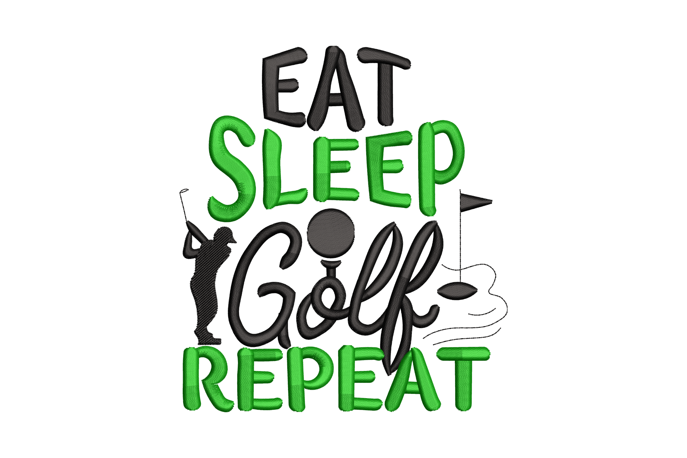 Eat Sleep Golf Repeat Embroidery Design