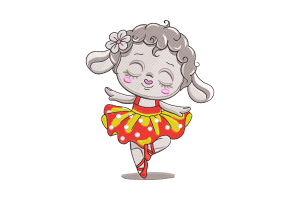 Ballerina Lamb Embroidery Design