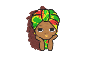 Girl with African Head Wrap Embroidery Design