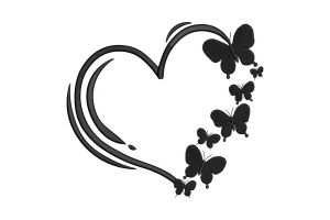Butterfly Heart Frame Embroidery Design