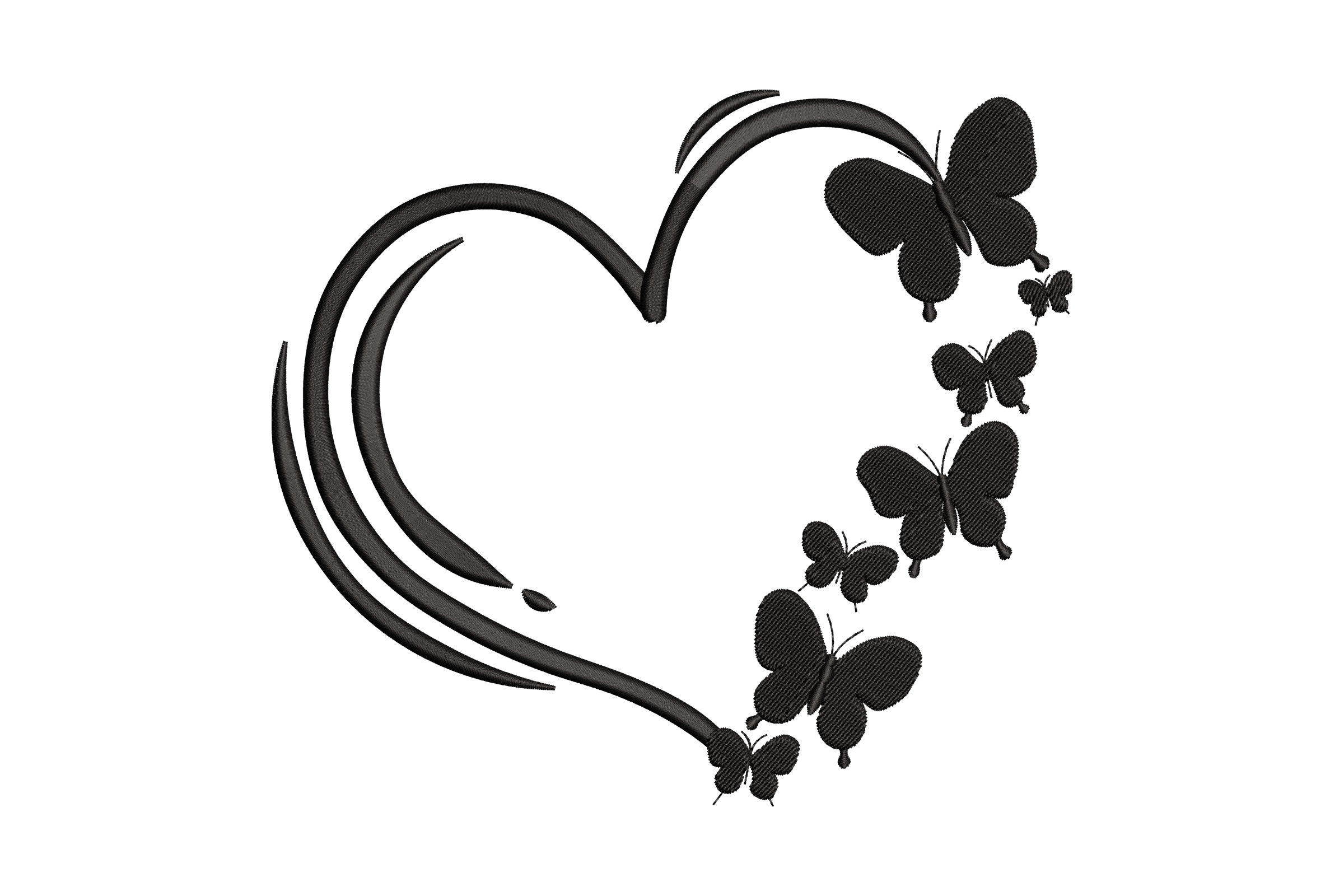 Butterfly Heart Frame Embroidery Design