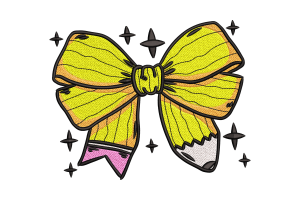 Free Yellow Ribbon Pencil Embroidery Design