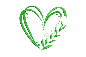 Green Heart with Leaves Embroidery Design