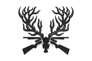 Deer Skull with Guns and Antlers Embroidery Design