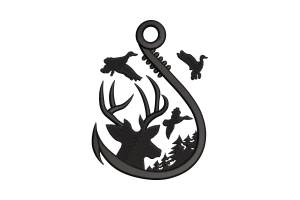 Hunting Hook and Wildlife Embroidery Design