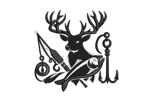 Deer & Fishing Hook Embroidery Design