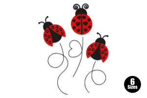 Premium Ladybug Trio Charming Embroidery Design