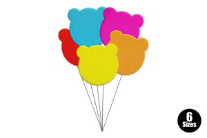 Teddy Bear Balloons Embroidery Design