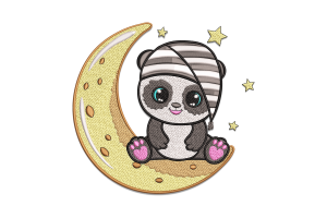Adorable Panda Moon Embroidery Design