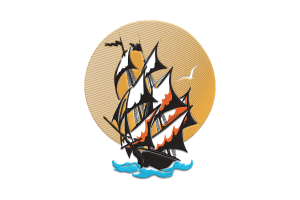 Nautical Sunset Ship Embroidery Design