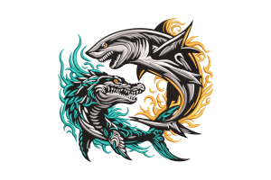 Shark and Dragon Yin-Yang Embroidery Design Download Free